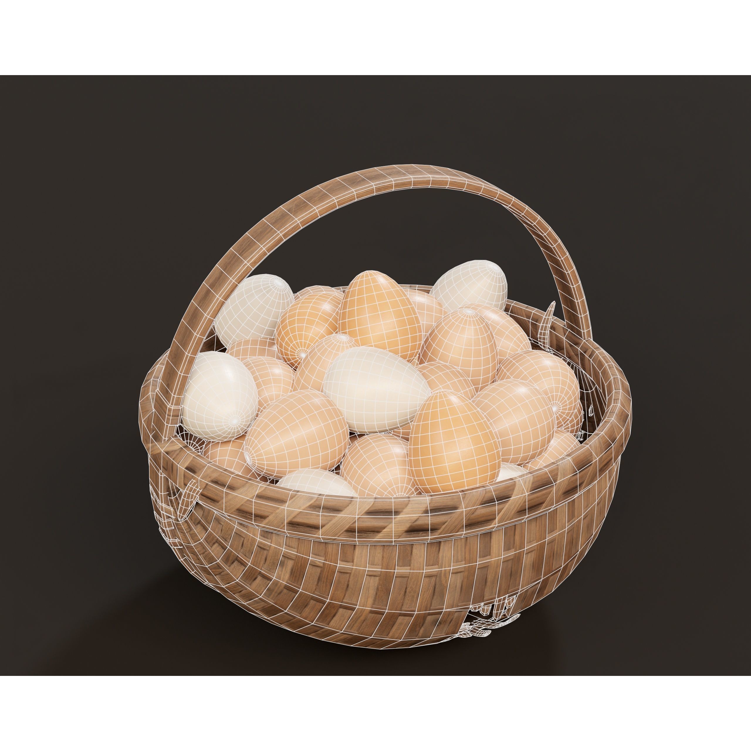Eggs Baskets - Low-Poly Game-Ready 3D Model - View 11