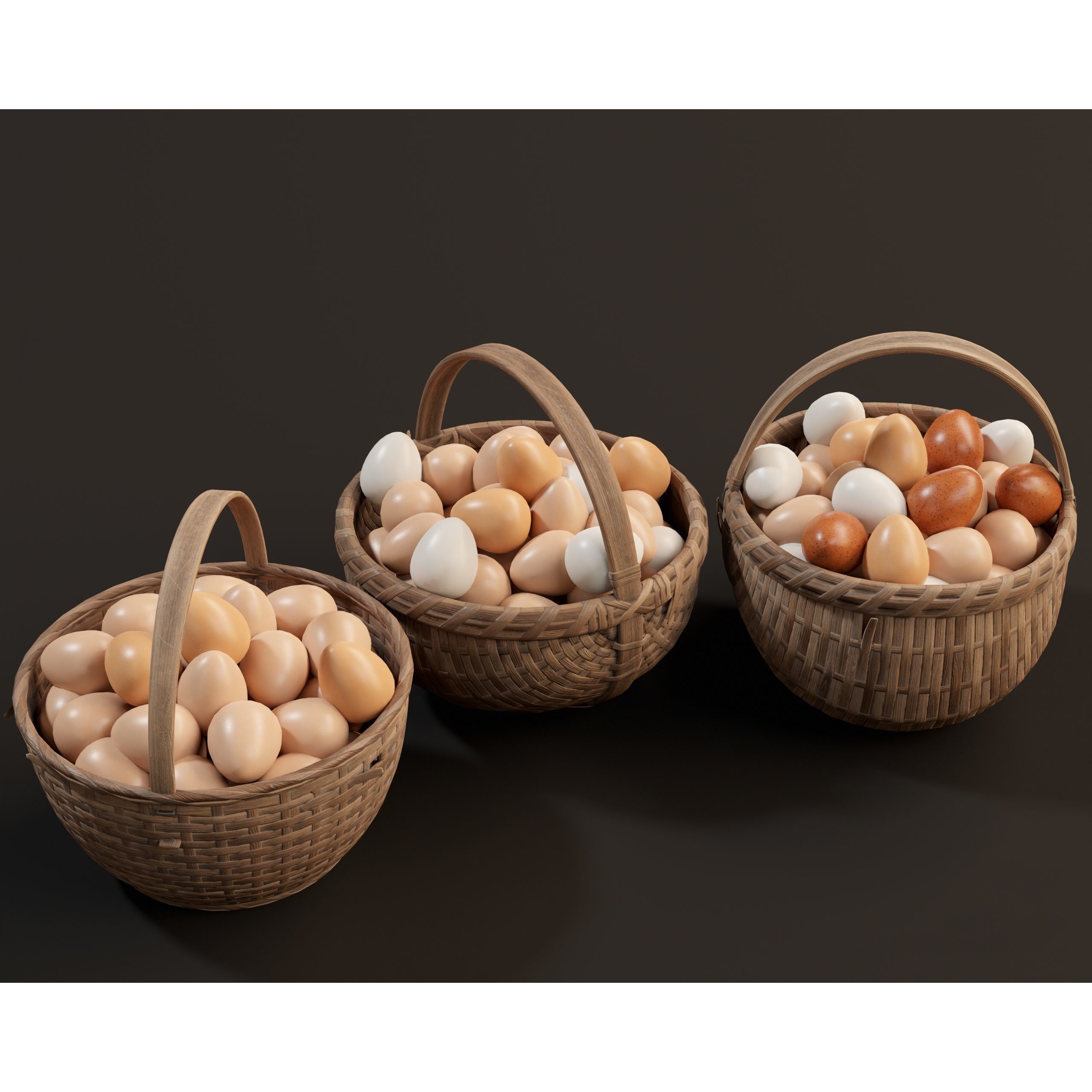Eggs Baskets - Low-Poly Game-Ready 3D Model - View 12