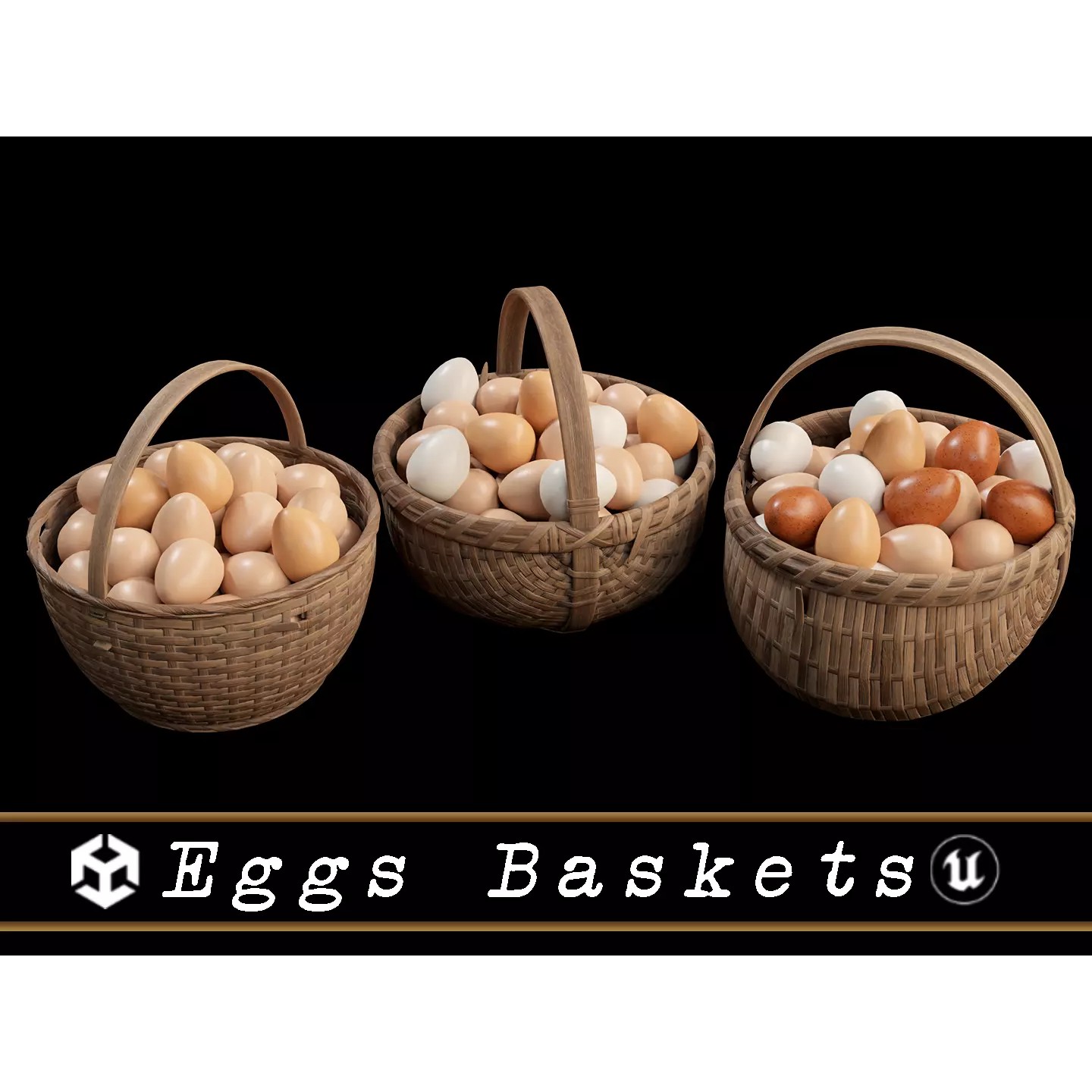 Eggs Baskets - Low-Poly Game-Ready 3D Model - View 2