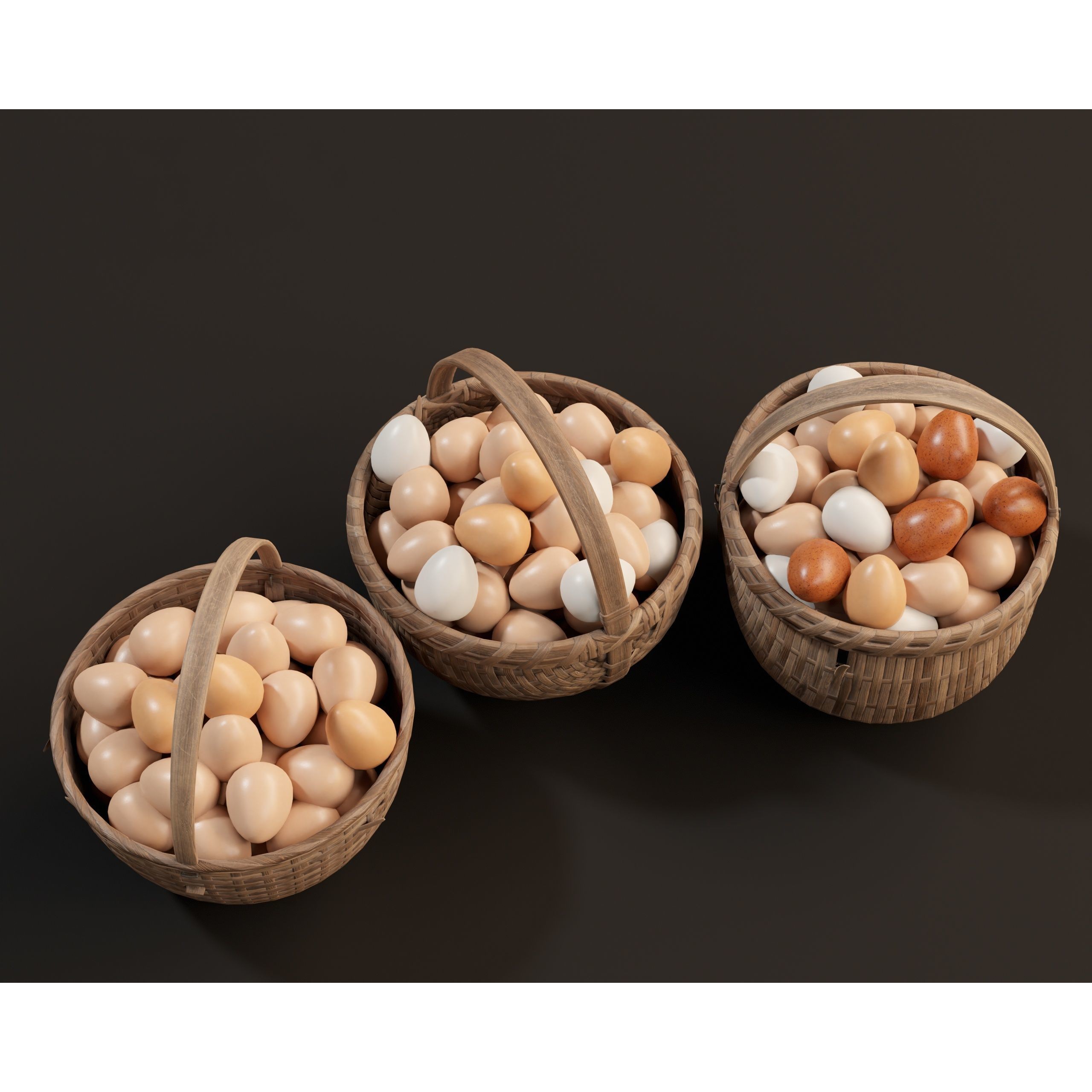 Eggs Baskets - Low-Poly Game-Ready 3D Model - View 5