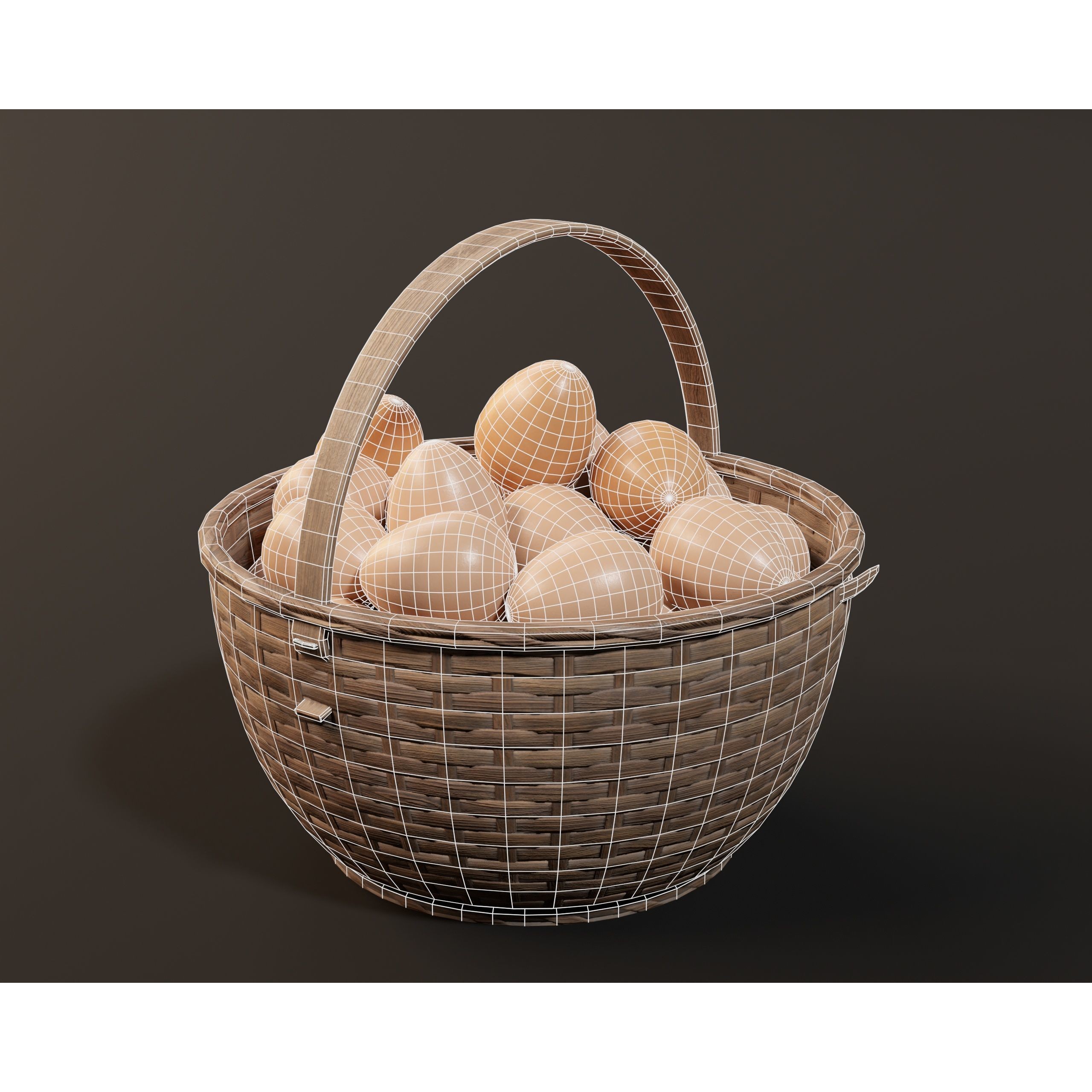 Eggs Baskets - Low-Poly Game-Ready 3D Model - View 9