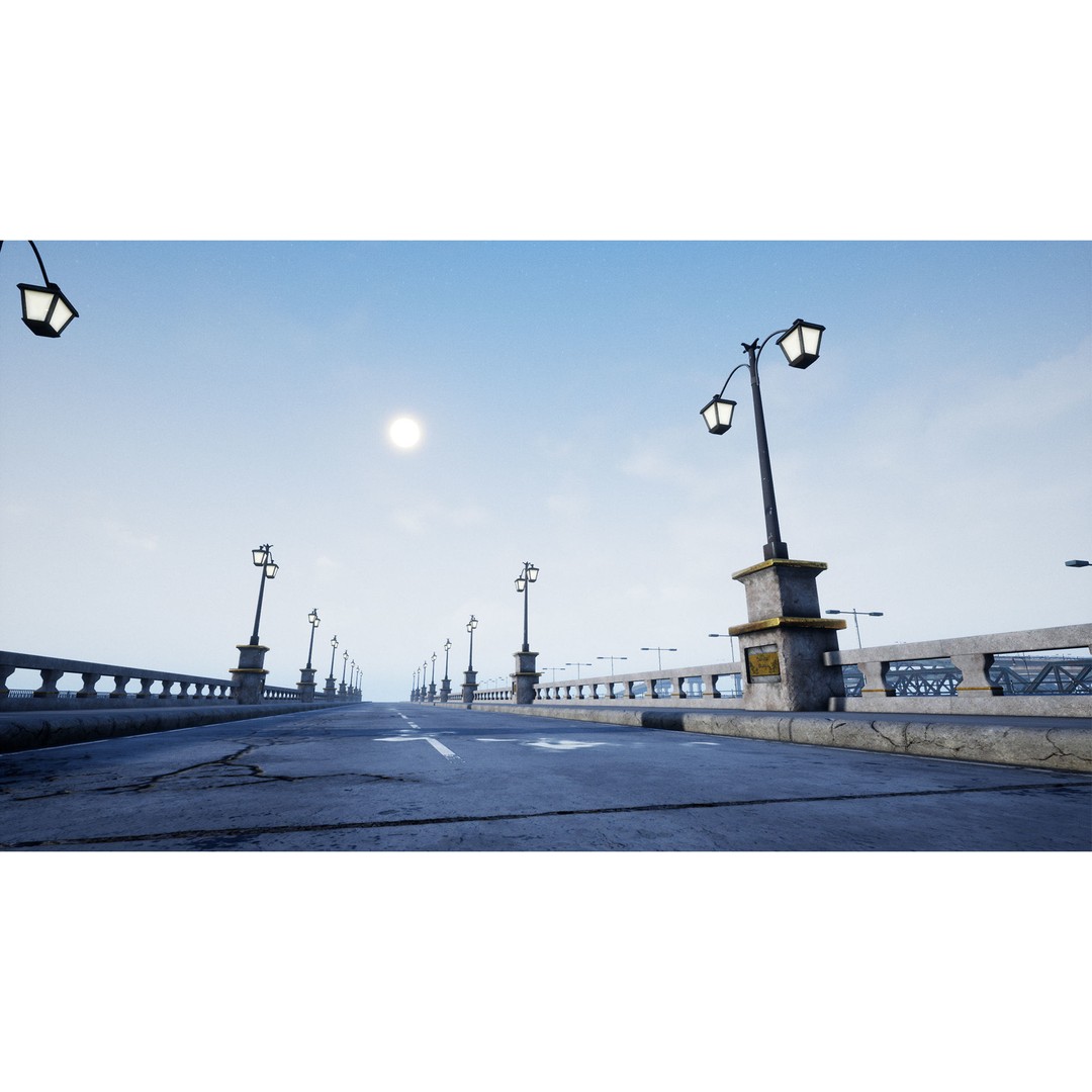 Bridge and Tunnel 3D Model – Low-Poly Modular City Asset, FBX - View 10