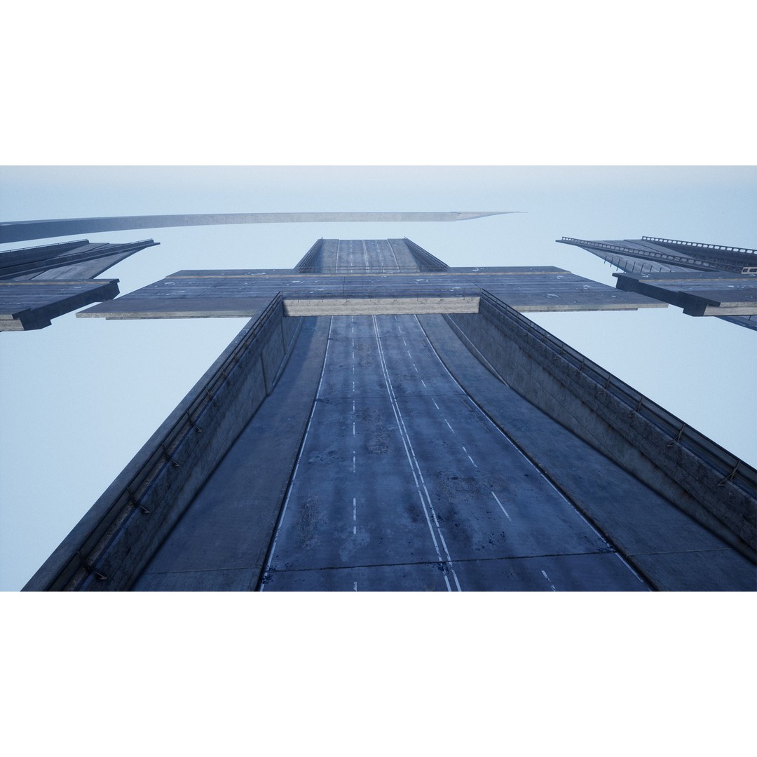 Bridge and Tunnel 3D Model – Low-Poly Modular City Asset, FBX - View 16