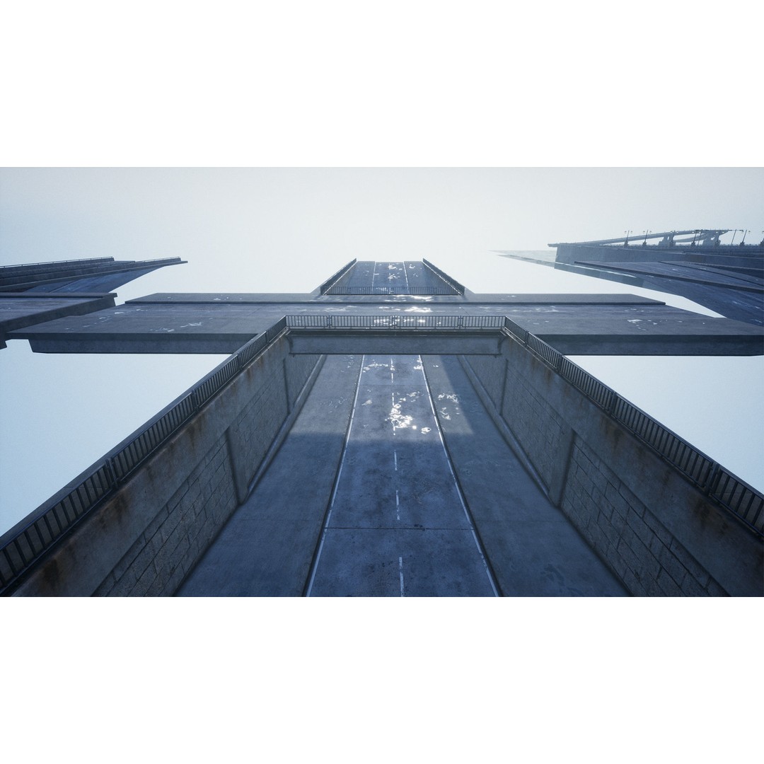Bridge and Tunnel 3D Model – Low-Poly Modular City Asset, FBX - View 18