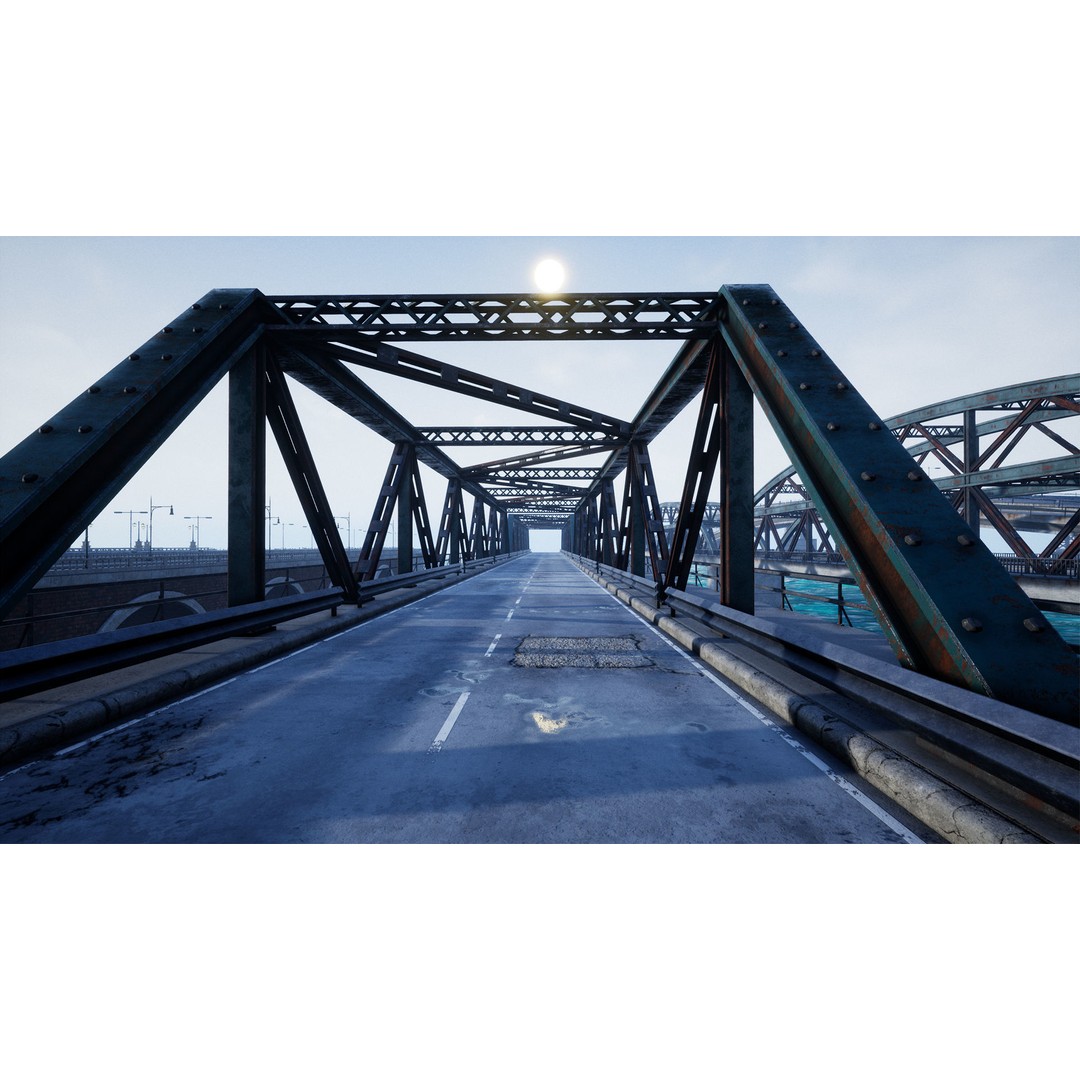 Bridge and Tunnel 3D Model – Low-Poly Modular City Asset, FBX - View 3
