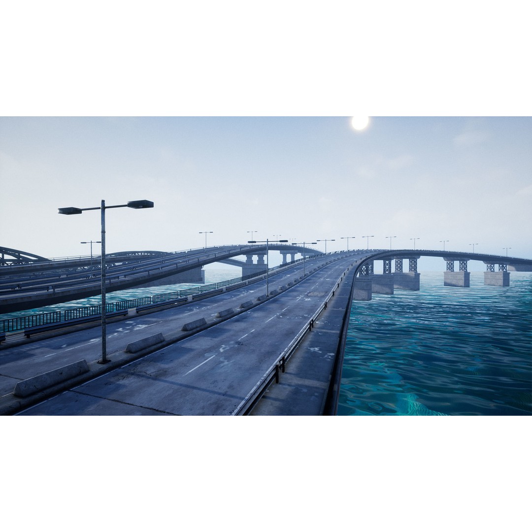 Bridge and Tunnel 3D Model – Low-Poly Modular City Asset, FBX - View 4