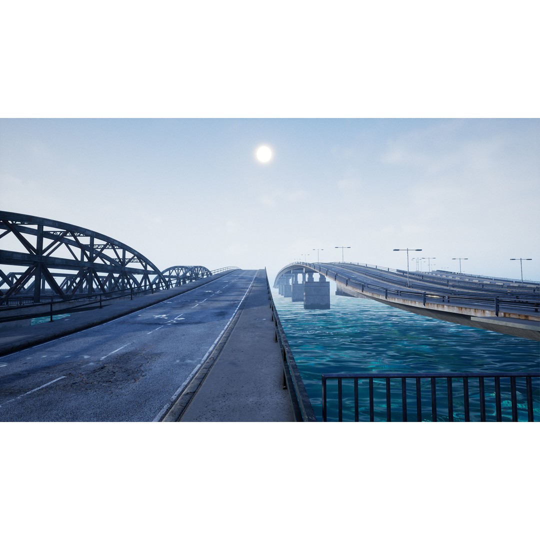 Bridge and Tunnel 3D Model – Low-Poly Modular City Asset, FBX - View 5
