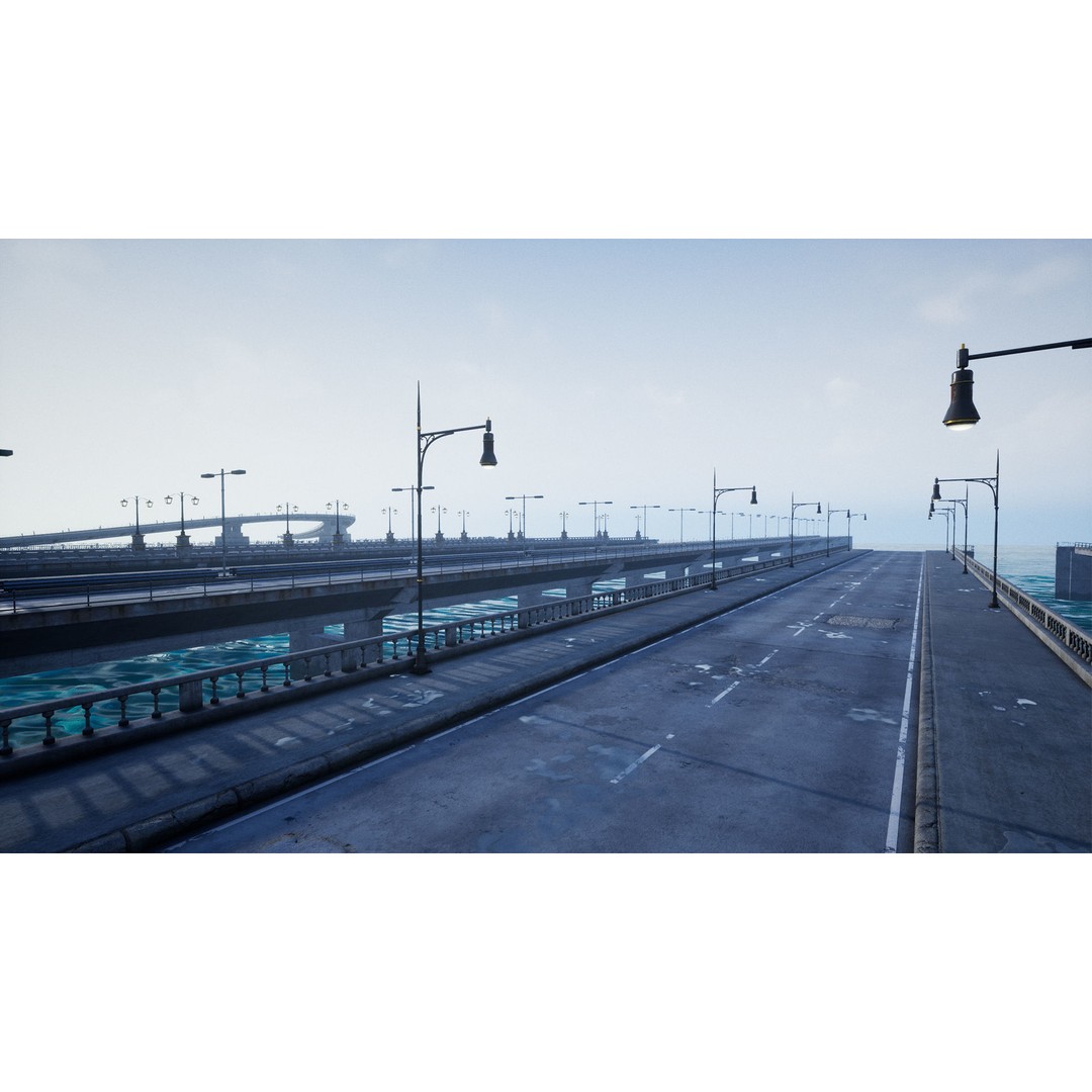 Bridge and Tunnel 3D Model – Low-Poly Modular City Asset, FBX - View 7