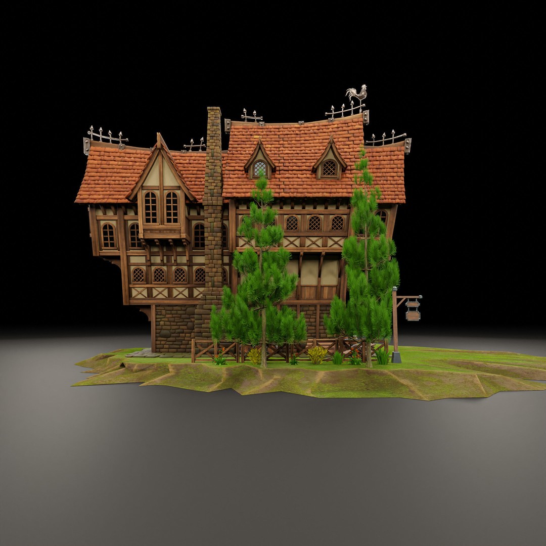Medieval Building 3D Model – Stylized Low-Poly Game Asset, FBX - View 10