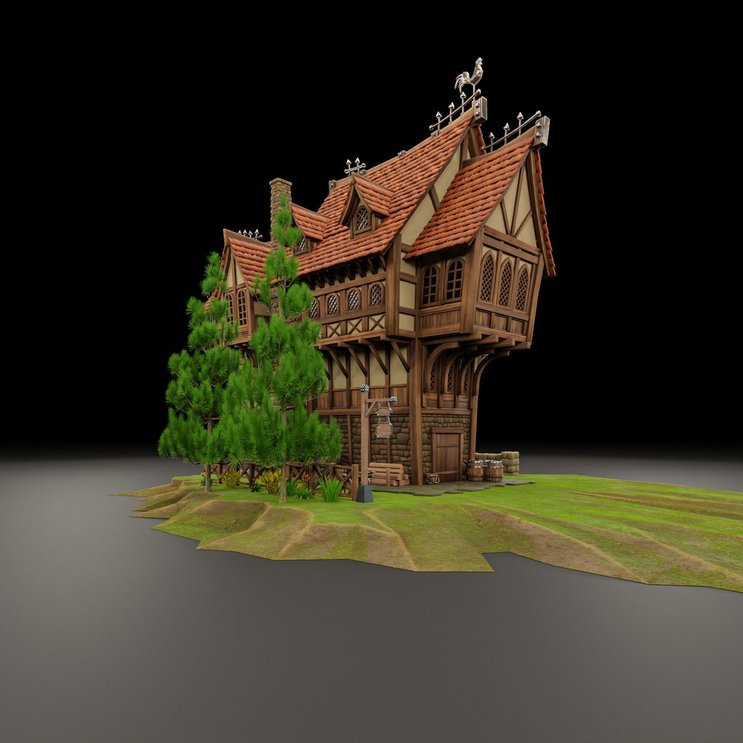 Medieval Building 3D Model – Stylized Low-Poly Game Asset, FBX - View 11