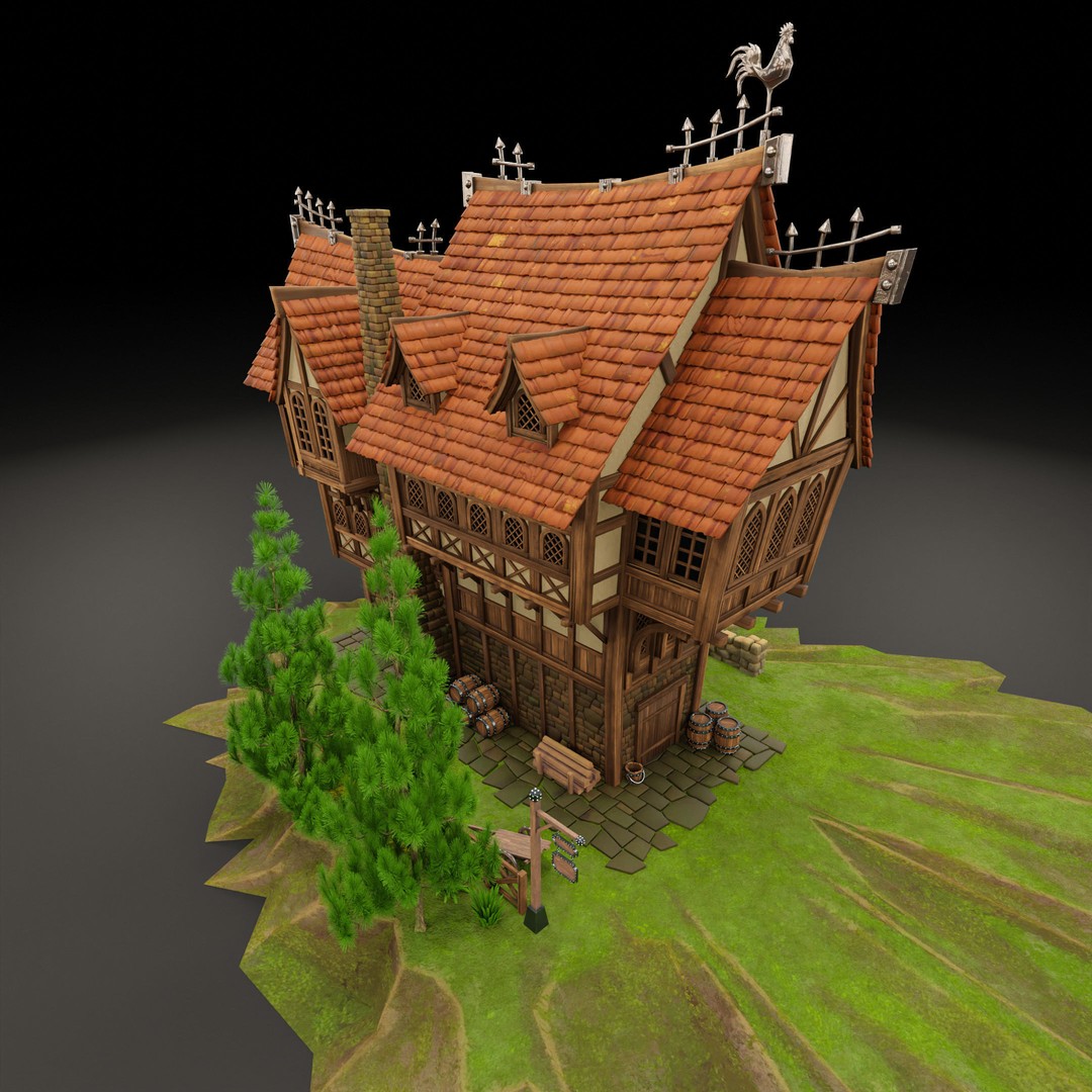 Medieval Building 3D Model – Stylized Low-Poly Game Asset, FBX - View 12