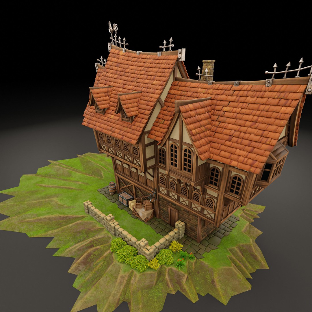 Medieval Building 3D Model – Stylized Low-Poly Game Asset, FBX - View 13