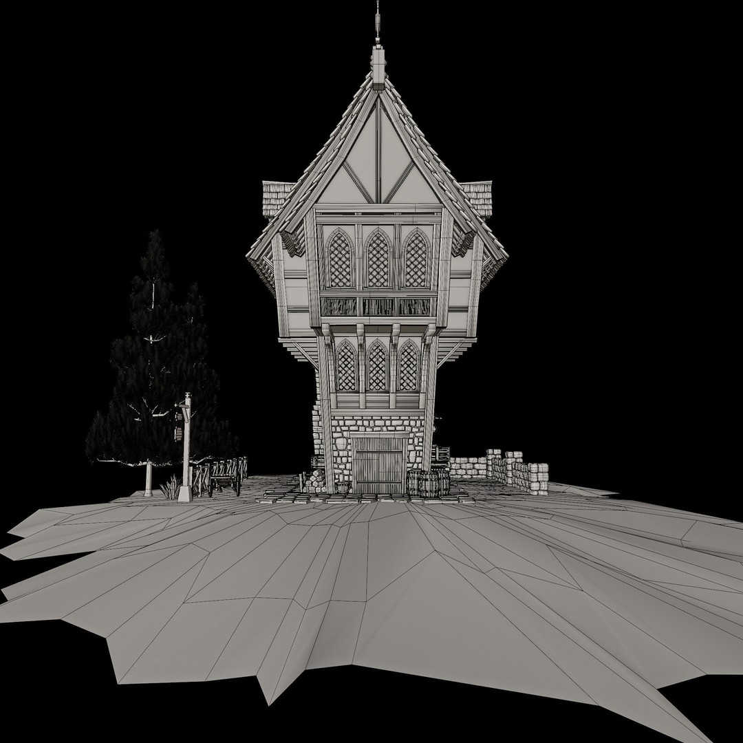 Medieval Building 3D Model – Stylized Low-Poly Game Asset, FBX - View 14