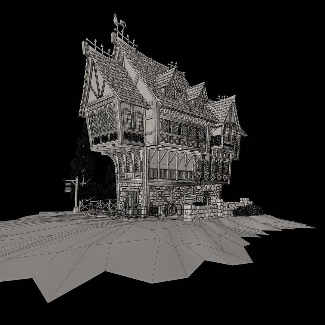 Medieval Building 3D Model – Stylized Low-Poly Game Asset, FBX - View 15