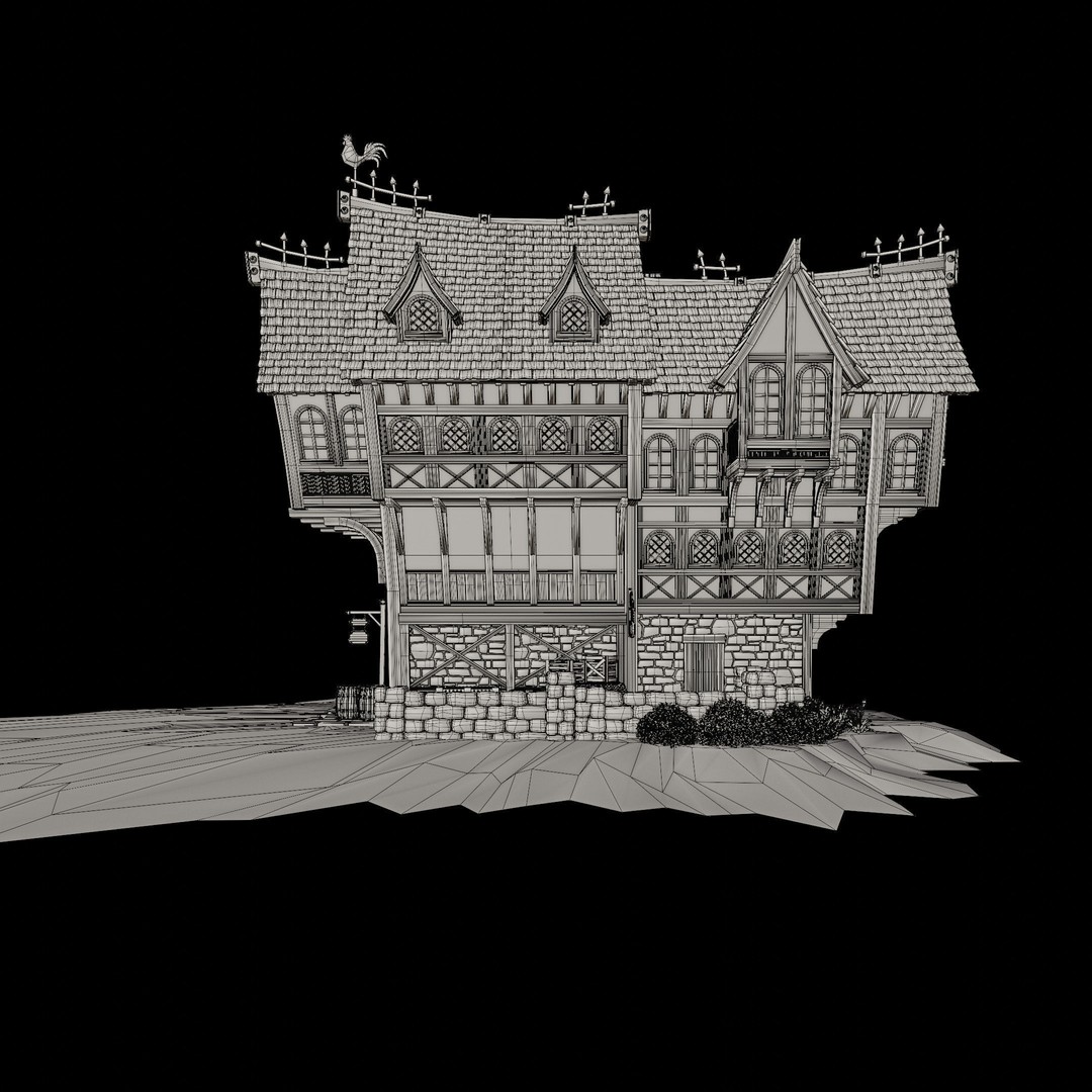 Medieval Building 3D Model – Stylized Low-Poly Game Asset, FBX - View 16