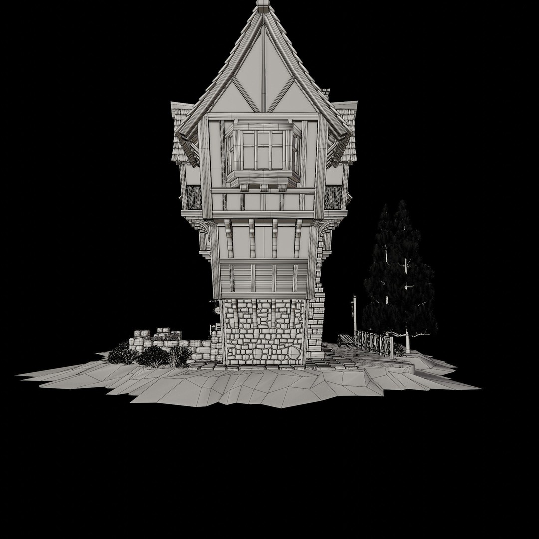 Medieval Building 3D Model – Stylized Low-Poly Game Asset, FBX - View 18