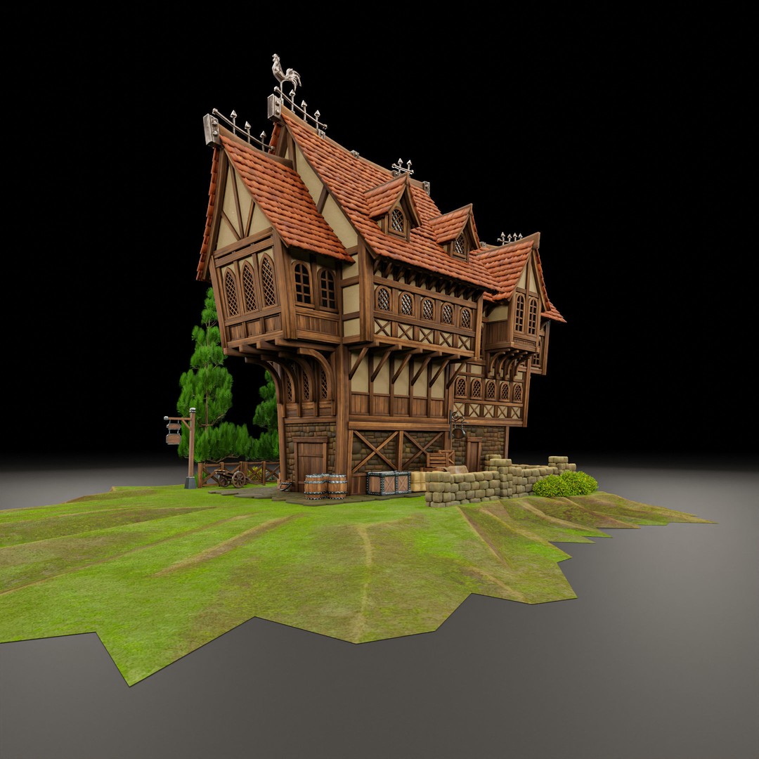 Medieval Building 3D Model – Stylized Low-Poly Game Asset, FBX - View 5