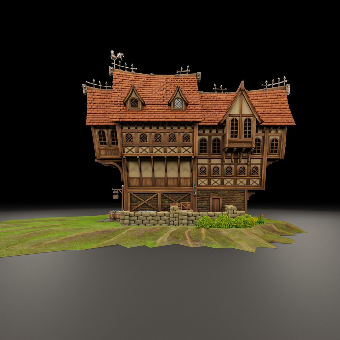 Medieval Building 3D Model – Stylized Low-Poly Game Asset, FBX - View 6