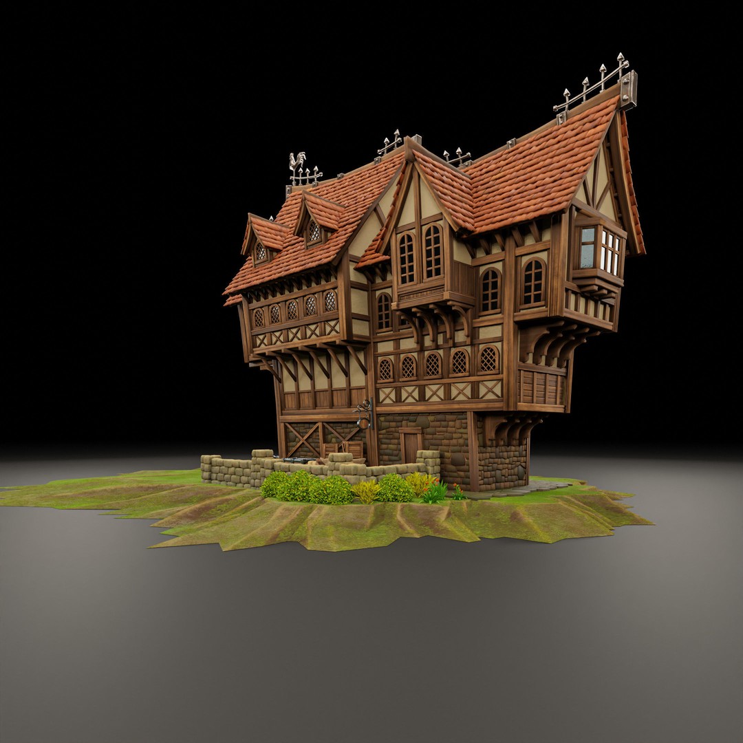 Medieval Building 3D Model – Stylized Low-Poly Game Asset, FBX - View 7