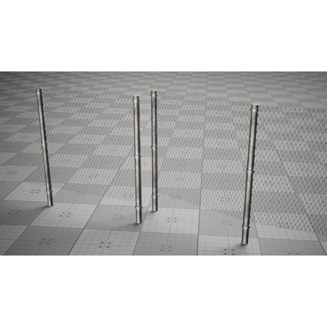 Metal Fence Chain 3D Model – Low Poly Game Asset, FBX, PBR - View 10