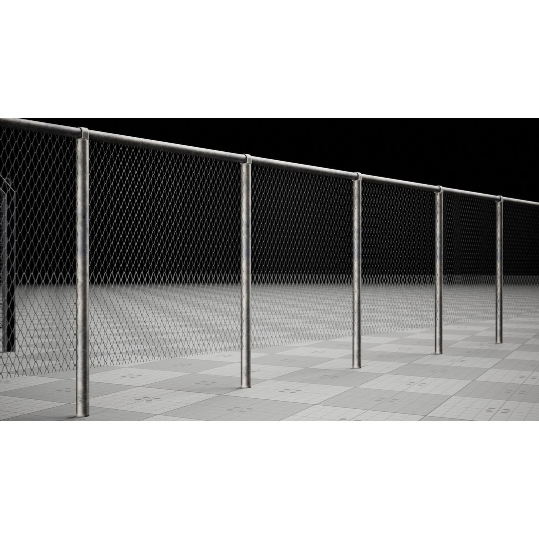 Metal Fence Chain 3D Model – Low Poly Game Asset, FBX, PBR - View 8