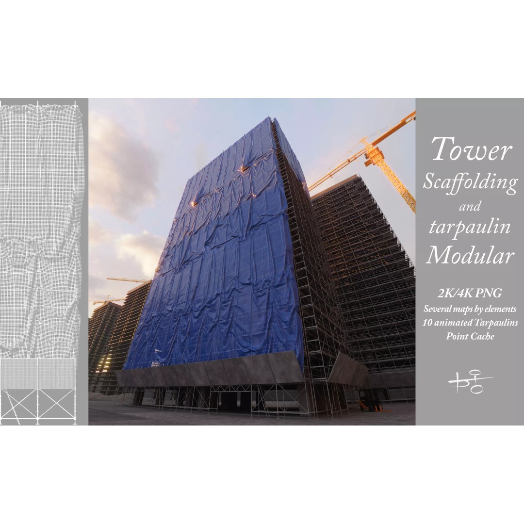 Animated Tower Scaffolding 3D Model – Modular Construction Asset, FBX - View 2