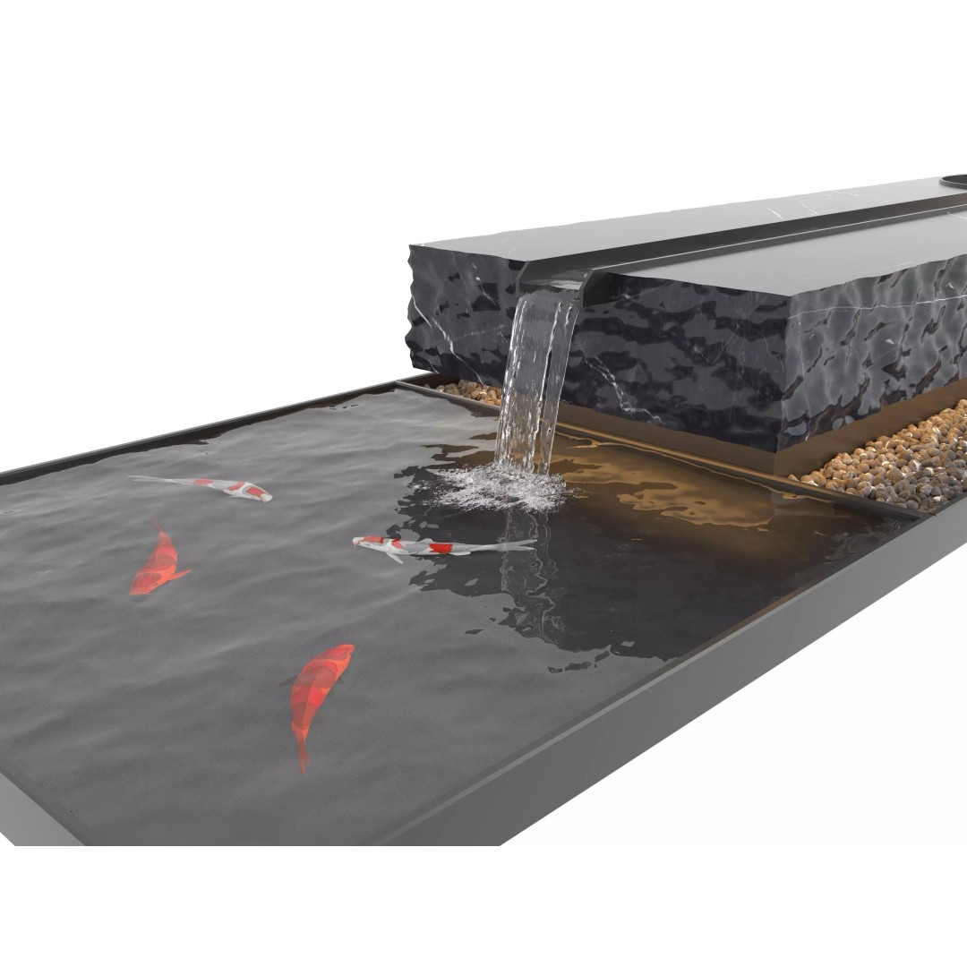 Waterfall Fountain 3D Model – Modern Landscape Design, FBX/OBJ - View 10