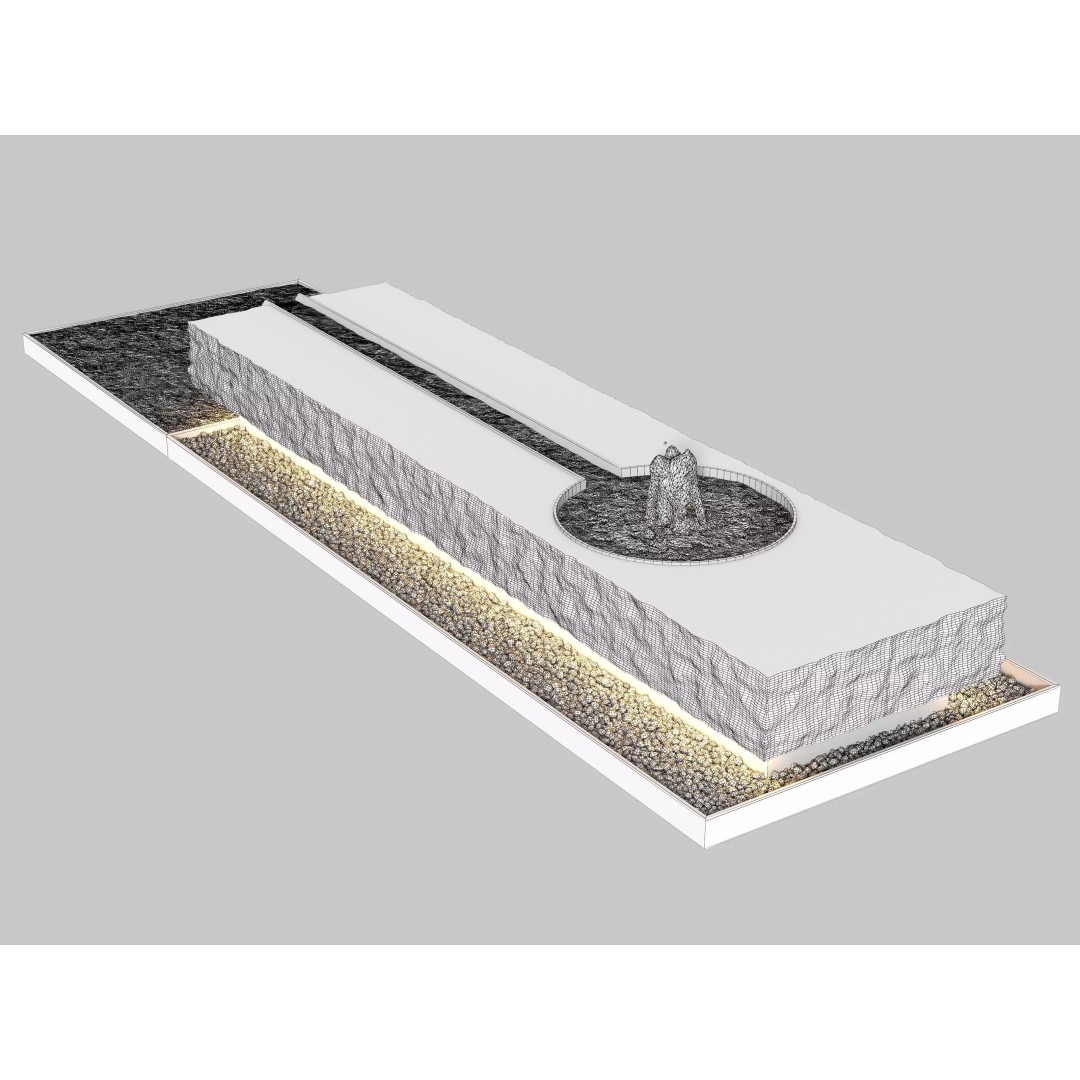 Waterfall Fountain 3D Model – Modern Landscape Design, FBX/OBJ - View 16