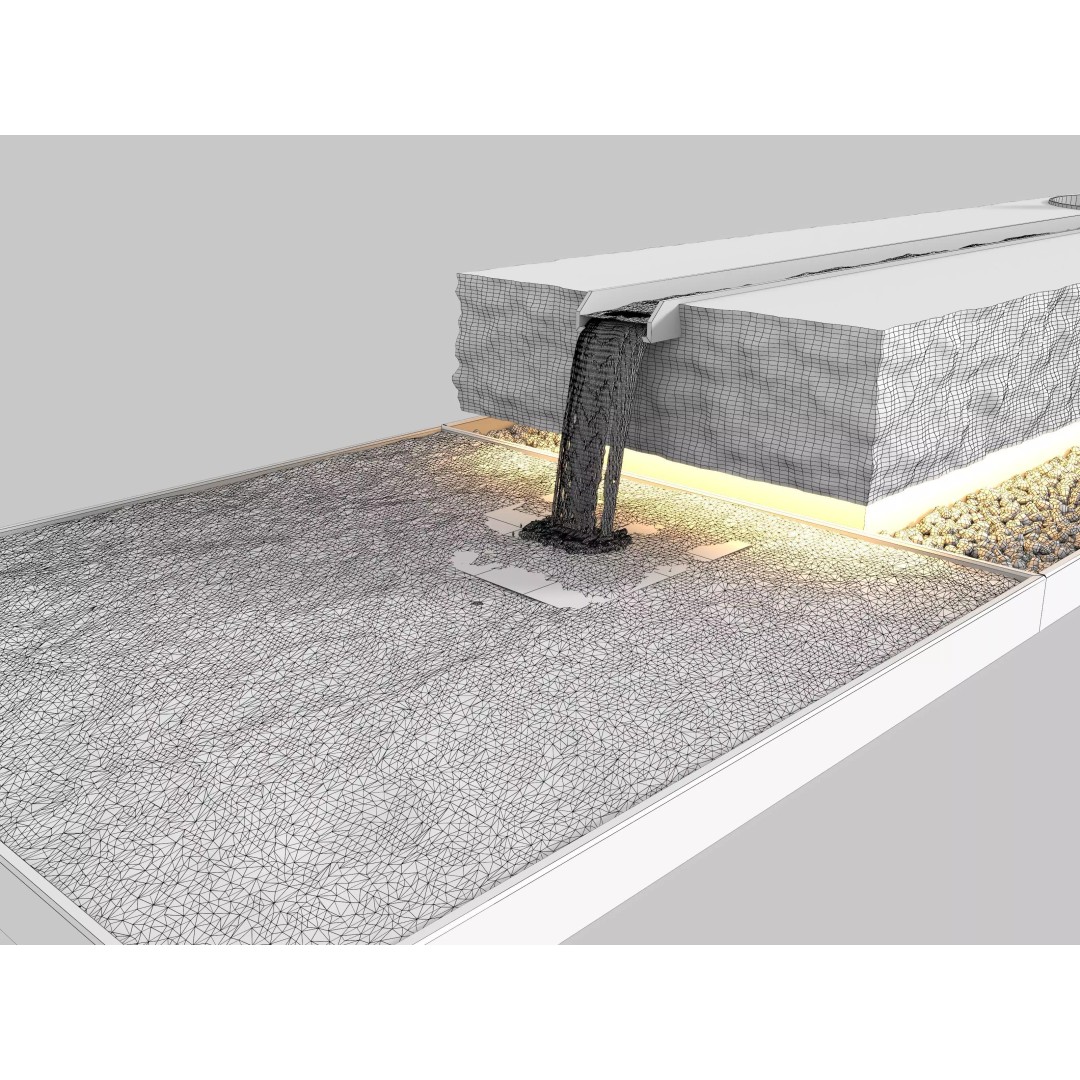 Waterfall Fountain 3D Model – Modern Landscape Design, FBX/OBJ - View 21