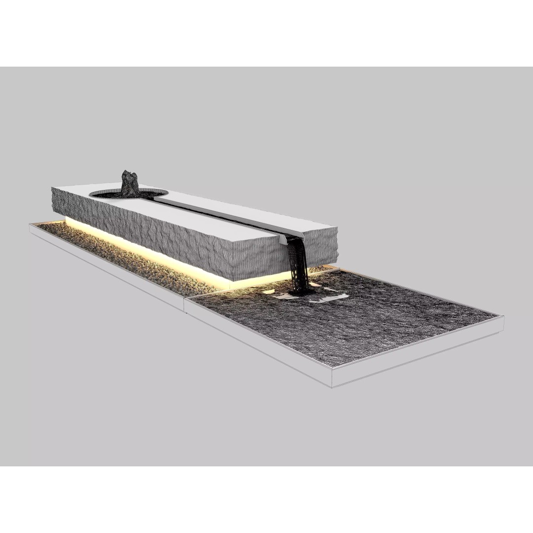 Waterfall Fountain 3D Model – Modern Landscape Design, FBX/OBJ - View 22