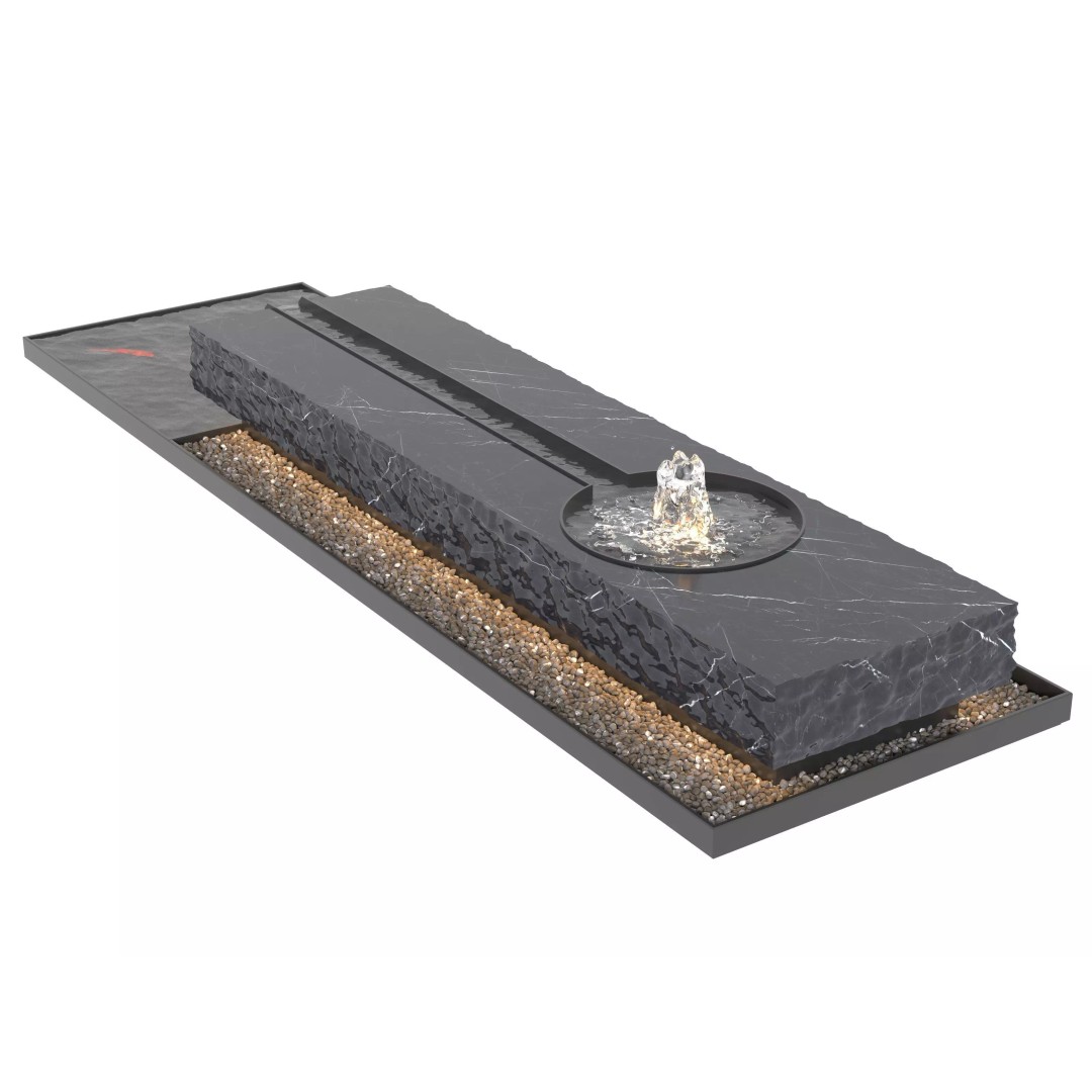 Waterfall Fountain 3D Model – Modern Landscape Design, FBX/OBJ - View 5