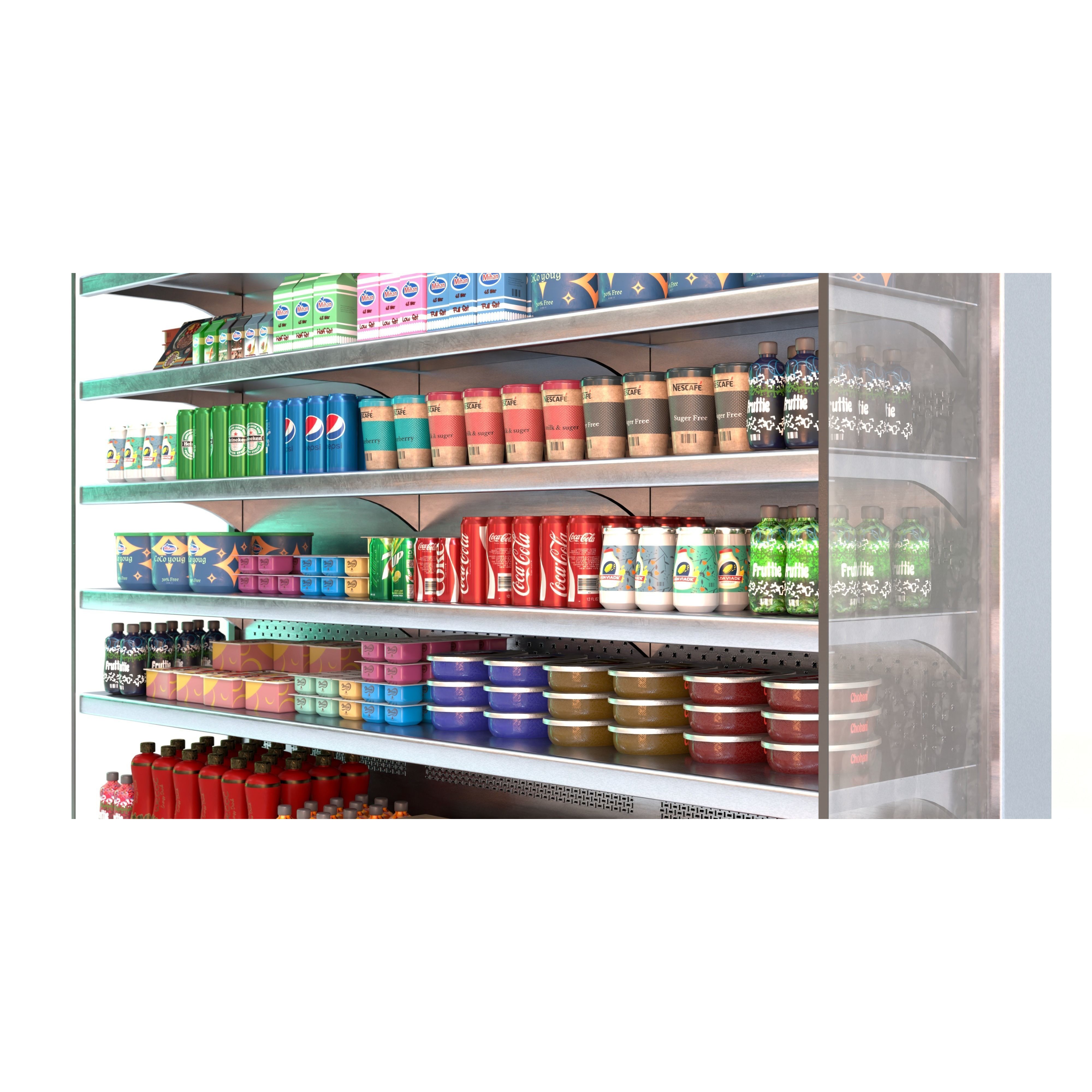 Commercial Display Refrigerator - Low-Poly Game-Ready 3D Model - View 13