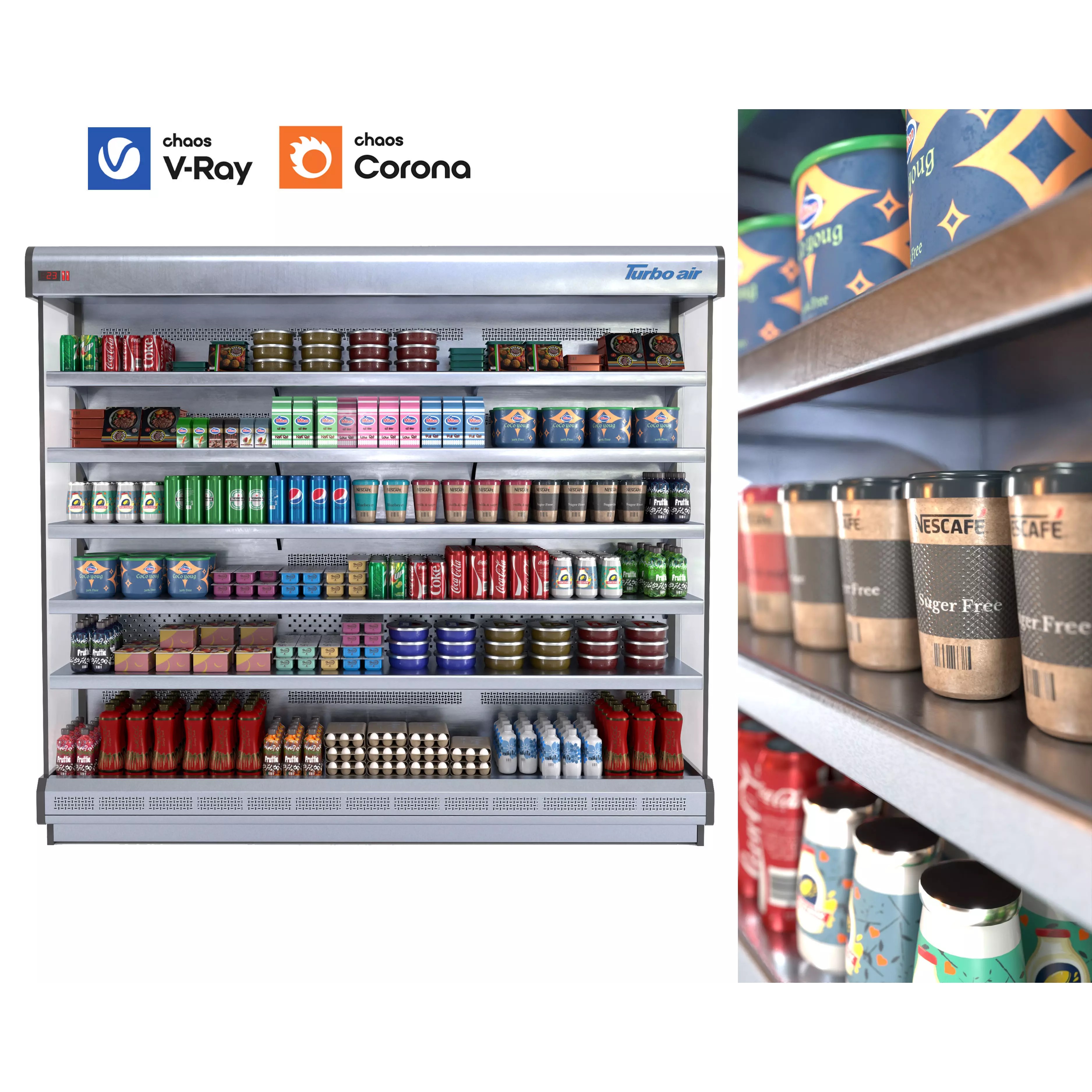 Commercial Display Refrigerator - Low-Poly Game-Ready 3D Model - View 2