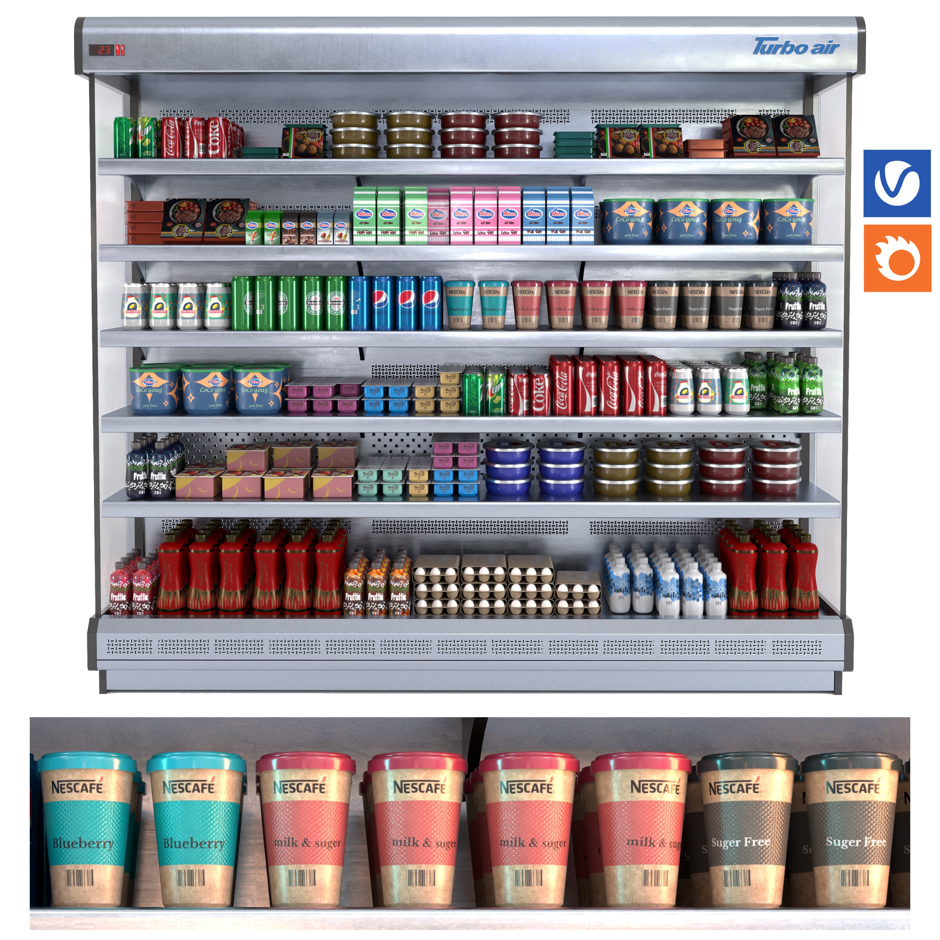 Commercial Display Refrigerator - Low-Poly Game-Ready 3D Model - View 6