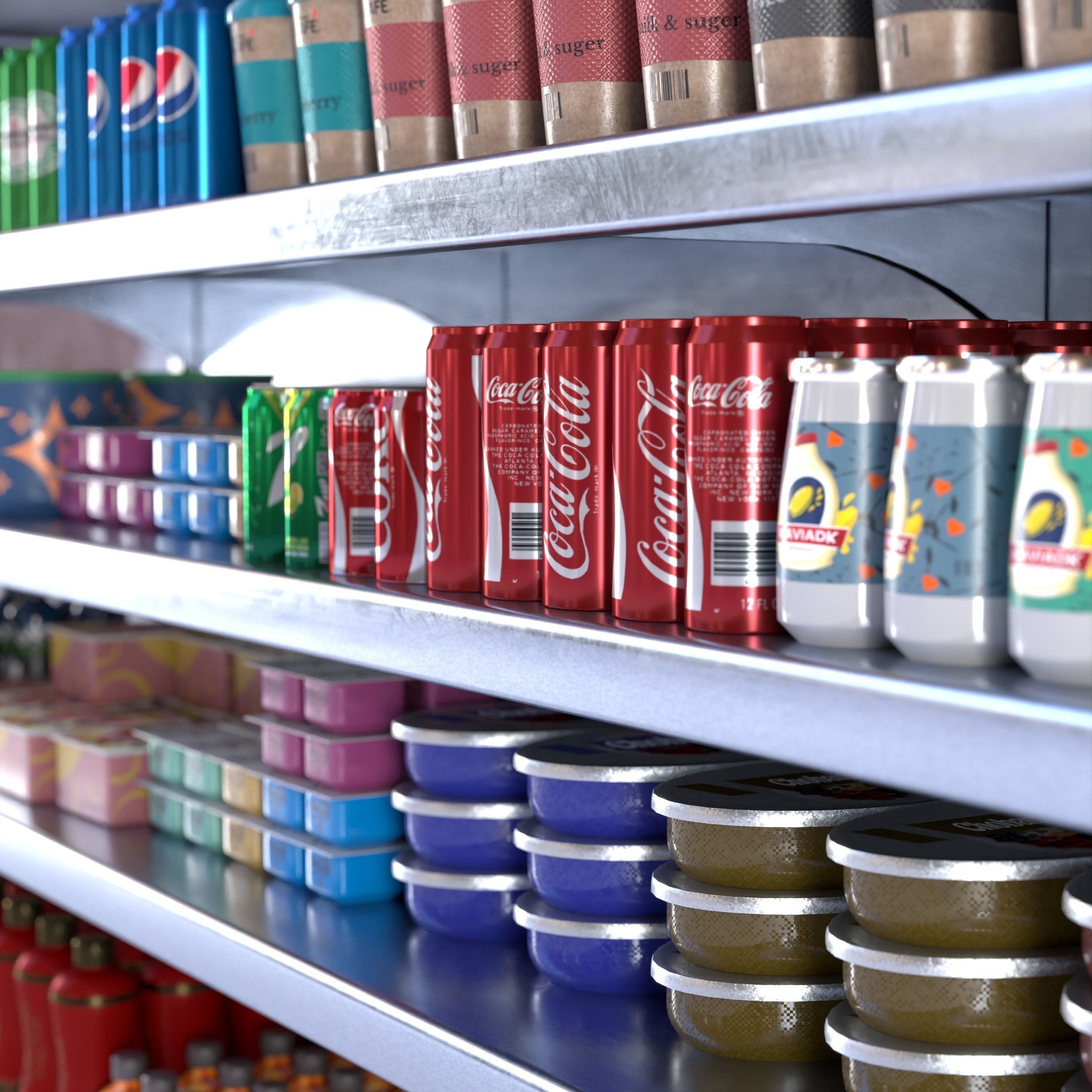 Commercial Display Refrigerator - Low-Poly Game-Ready 3D Model - View 9