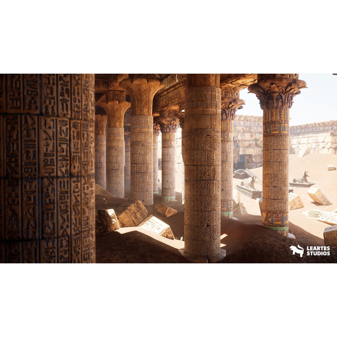 Egyptian Temple 3D Model – Low Poly Game Asset, FBX, PBR - View 10