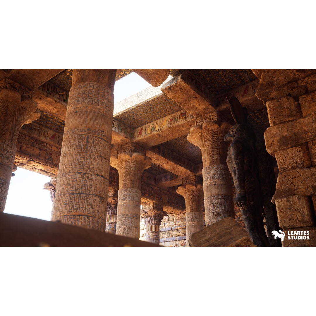 Egyptian Temple 3D Model – Low Poly Game Asset, FBX, PBR - View 11