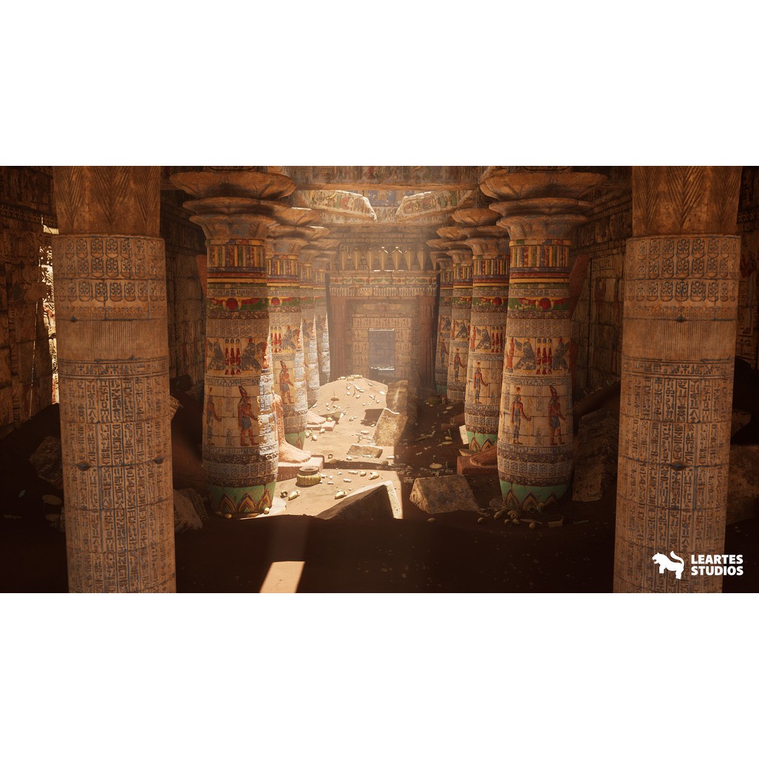 Egyptian Temple 3D Model – Low Poly Game Asset, FBX, PBR - View 12