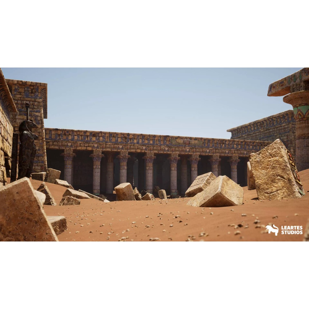 Egyptian Temple 3D Model – Low Poly Game Asset, FBX, PBR - View 2