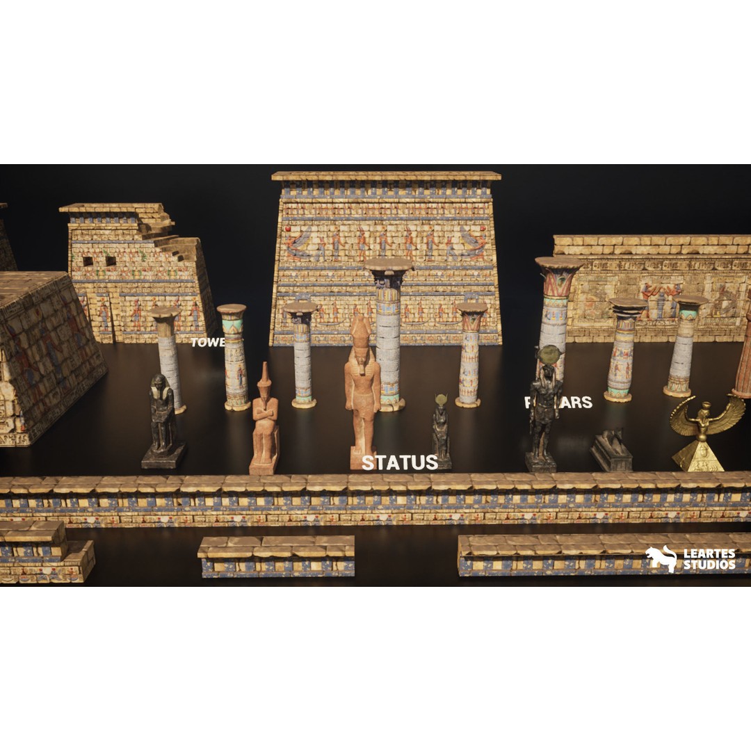 Egyptian Temple 3D Model – Low Poly Game Asset, FBX, PBR - View 29