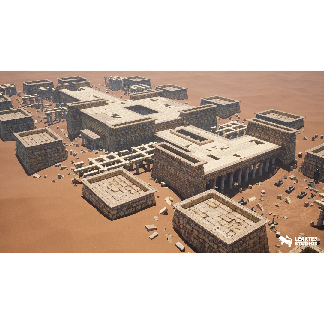 Egyptian Temple 3D Model – Low Poly Game Asset, FBX, PBR - View 3