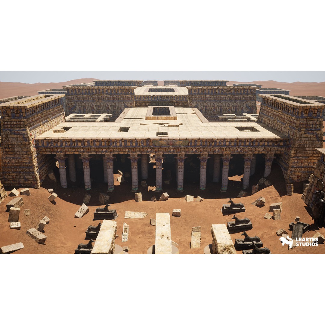 Egyptian Temple 3D Model – Low Poly Game Asset, FBX, PBR - View 4