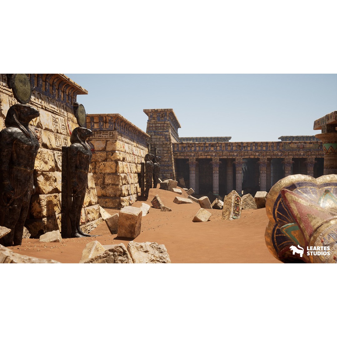 Egyptian Temple 3D Model – Low Poly Game Asset, FBX, PBR - View 7
