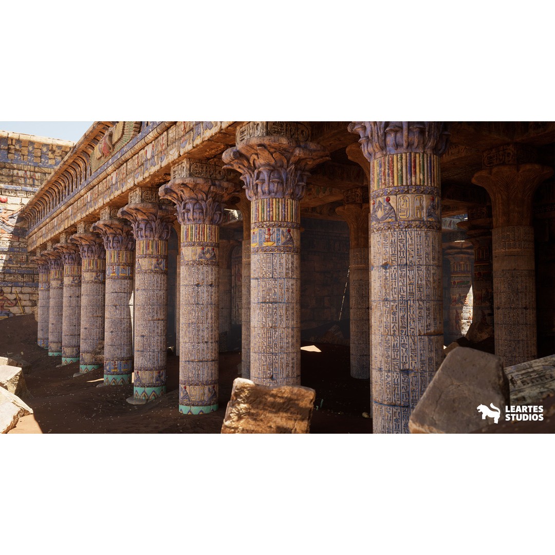 Egyptian Temple 3D Model – Low Poly Game Asset, FBX, PBR - View 8