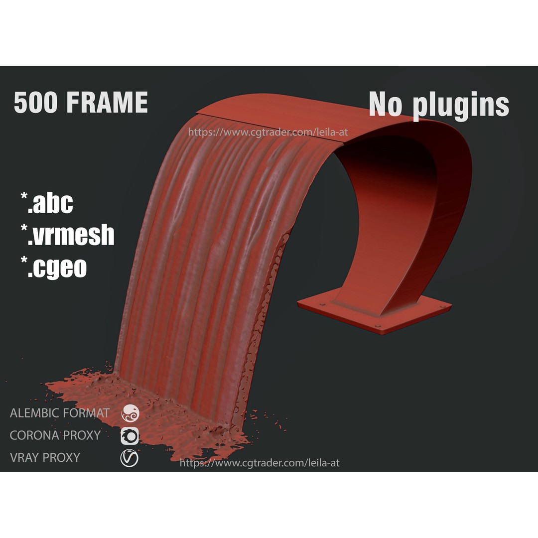 Waterfall 3D Model – Animated Pool Cascade, Alembic, FBX, OBJ - View 3