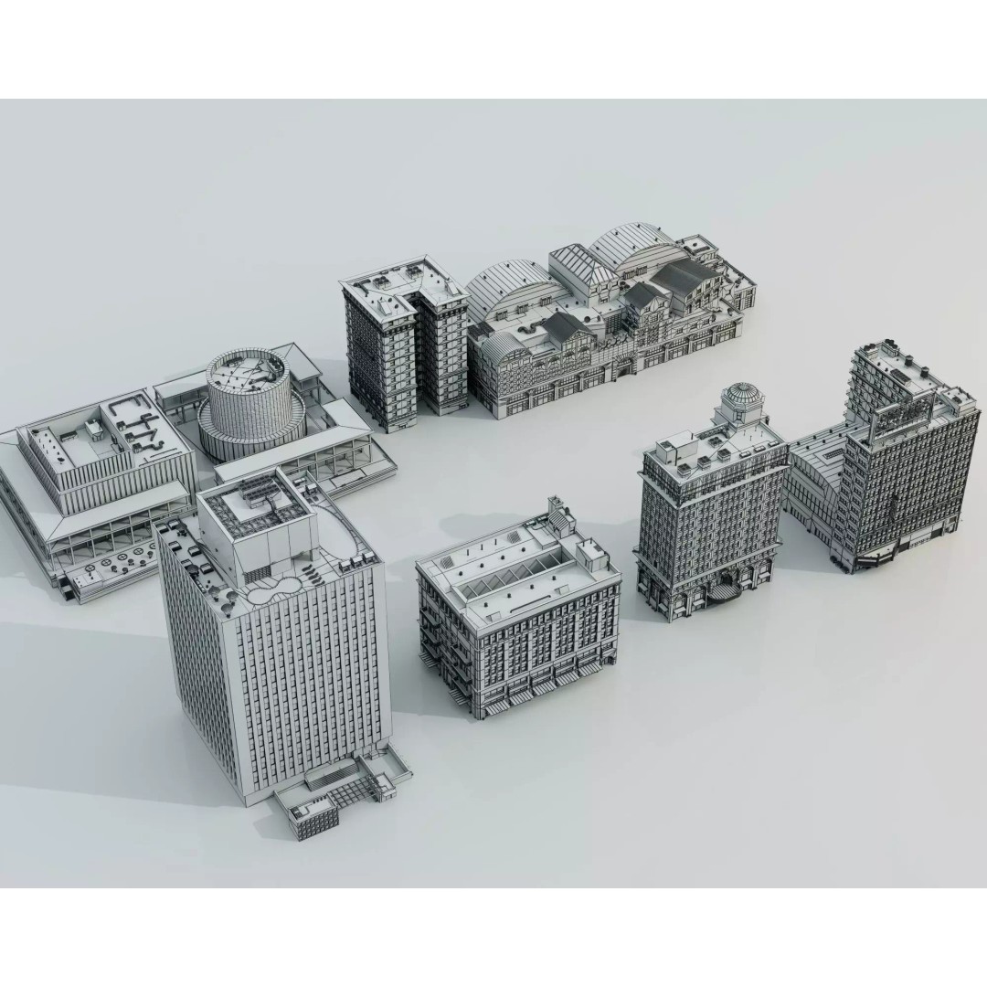 Commercial Office Building 3D Model – Low Poly Urban Architecture, FBX