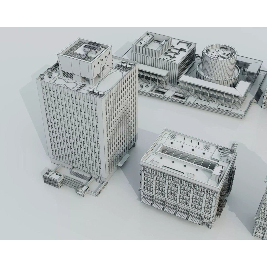 Commercial Office Building 3D Model – Low Poly Urban Architecture, FBX - View 12