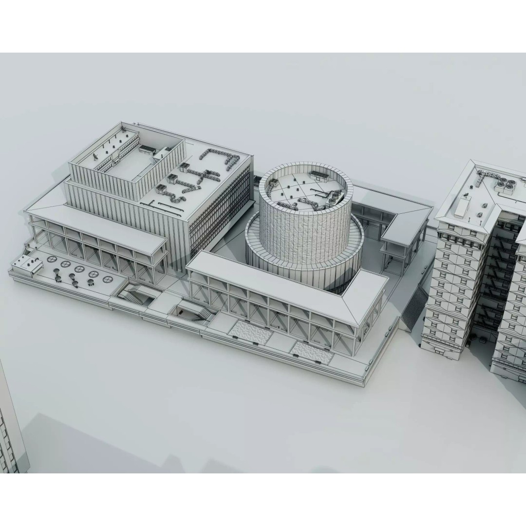 Commercial Office Building 3D Model – Low Poly Urban Architecture, FBX - View 13