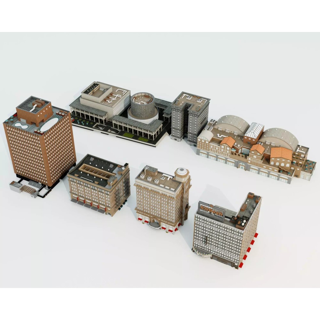 Commercial Office Building 3D Model – Low Poly Urban Architecture, FBX - View 4