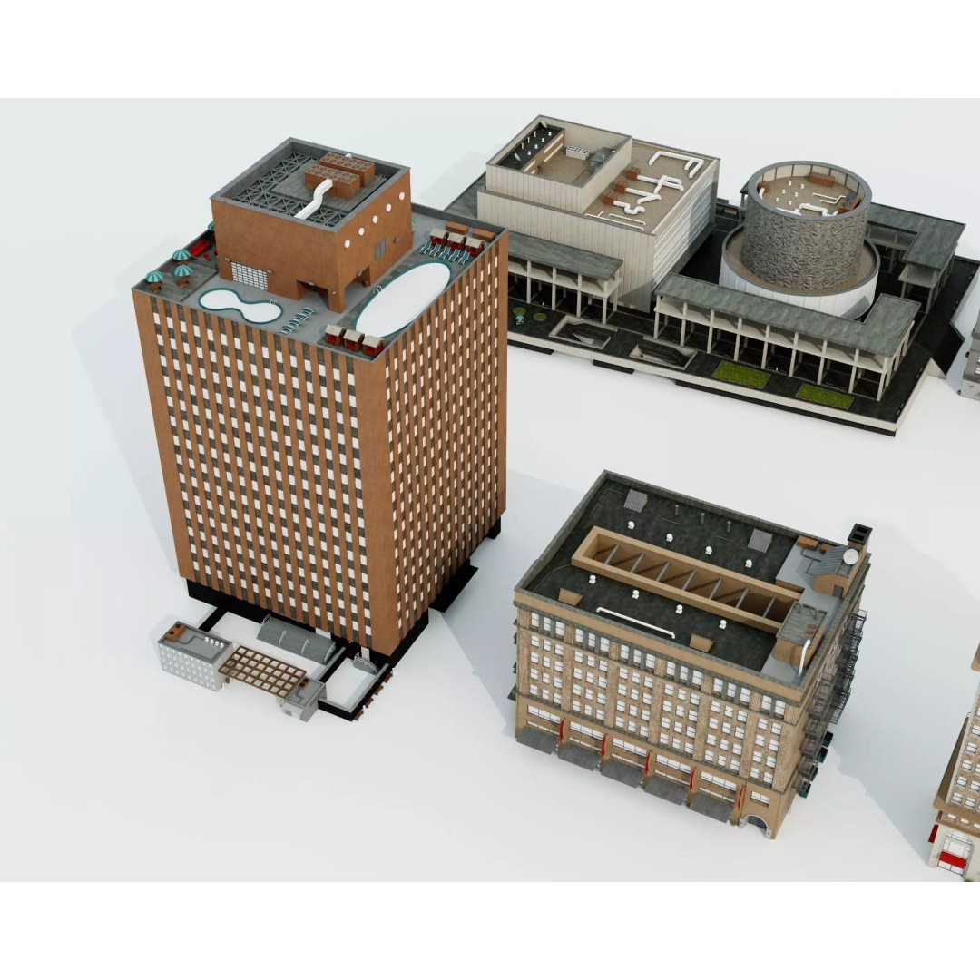 Commercial Office Building 3D Model – Low Poly Urban Architecture, FBX - View 6